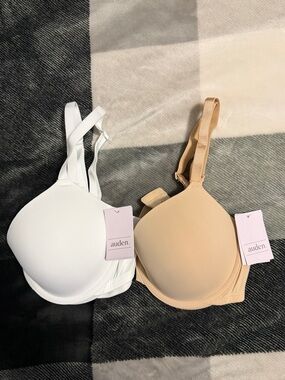 Women’s 36C White and Nude Lightly Lined Demi Smooth Wired Bra - Auden